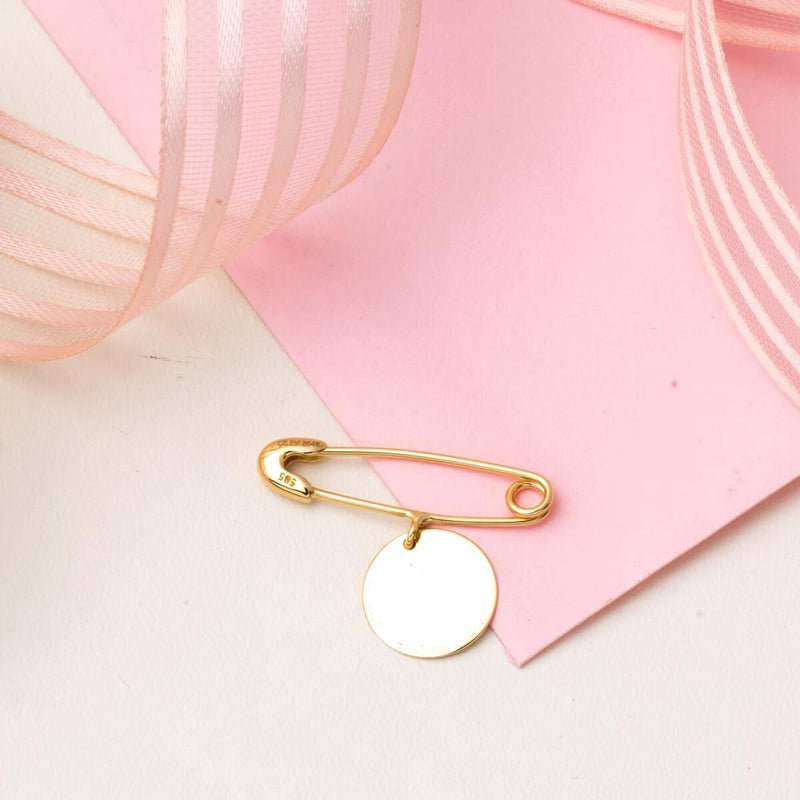14K Green Gold Personalized Custom Text Safety Pin