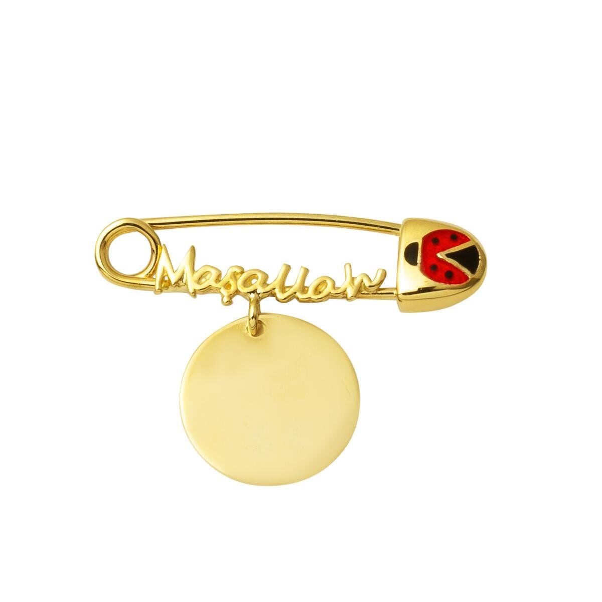 14K Green Gold Personalized Custom Text Mashallah Safety Pin