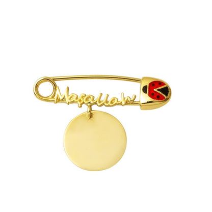 14K Green Gold Personalized Custom Text Mashallah Safety Pin