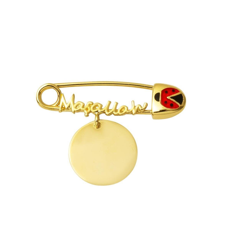 14K Green Gold Personalized Custom Text Mashallah Safety Pin