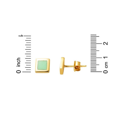 14K Yellow Gold Green Turquoise Children's Earrings