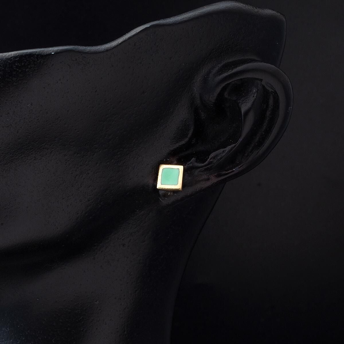 14K Yellow Gold Green Turquoise Children's Earrings