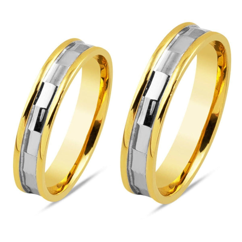 14K White Gold Green Wedding Band Set