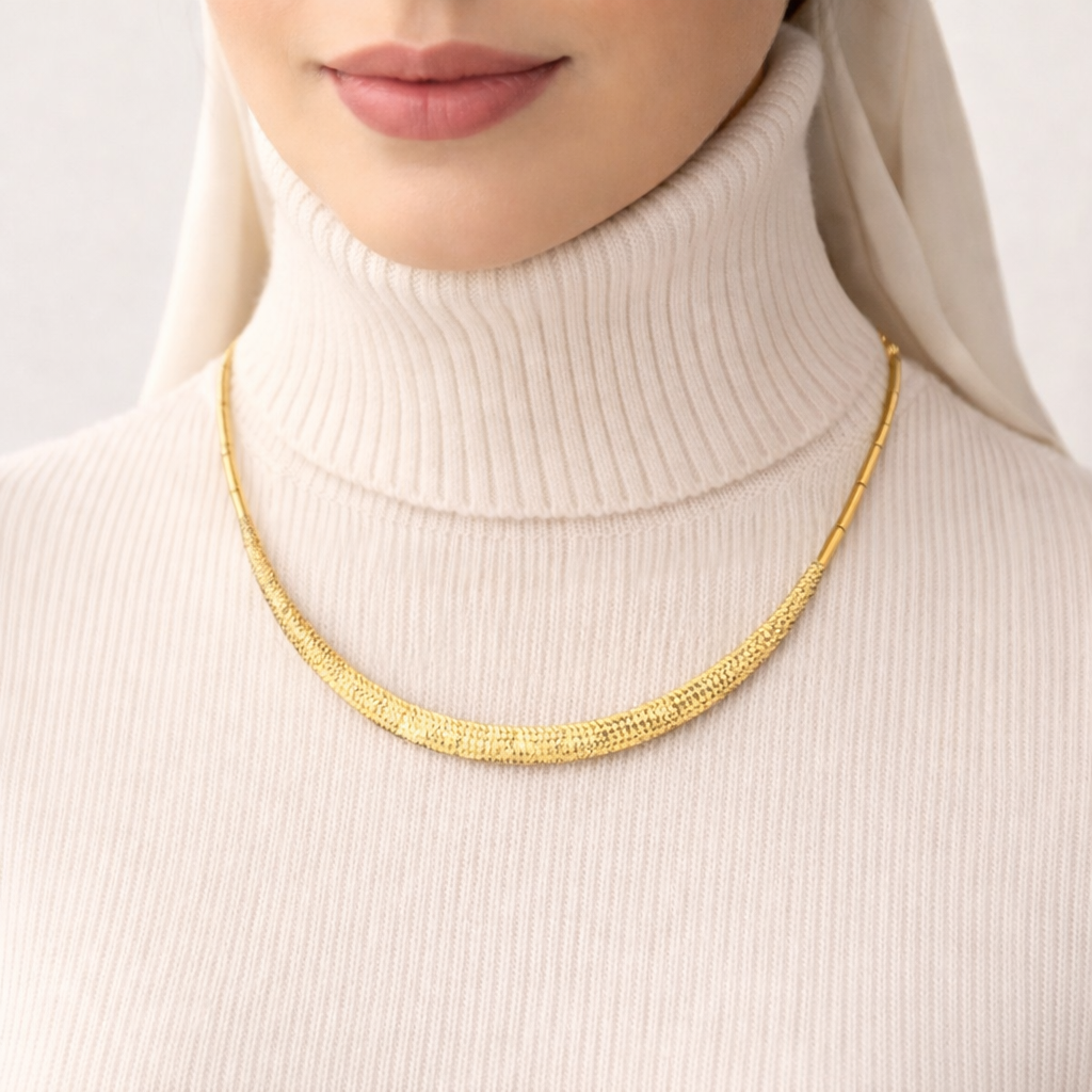 22K Yellow Gold Snake Skin Collar Necklace