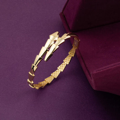 14K Yellow Gold Snake Hinged Cuff Bangle