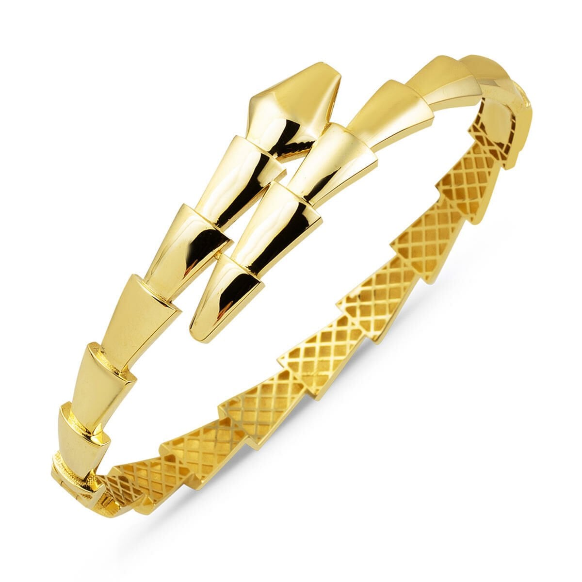 14K Yellow Gold Snake Hinged Cuff Bangle