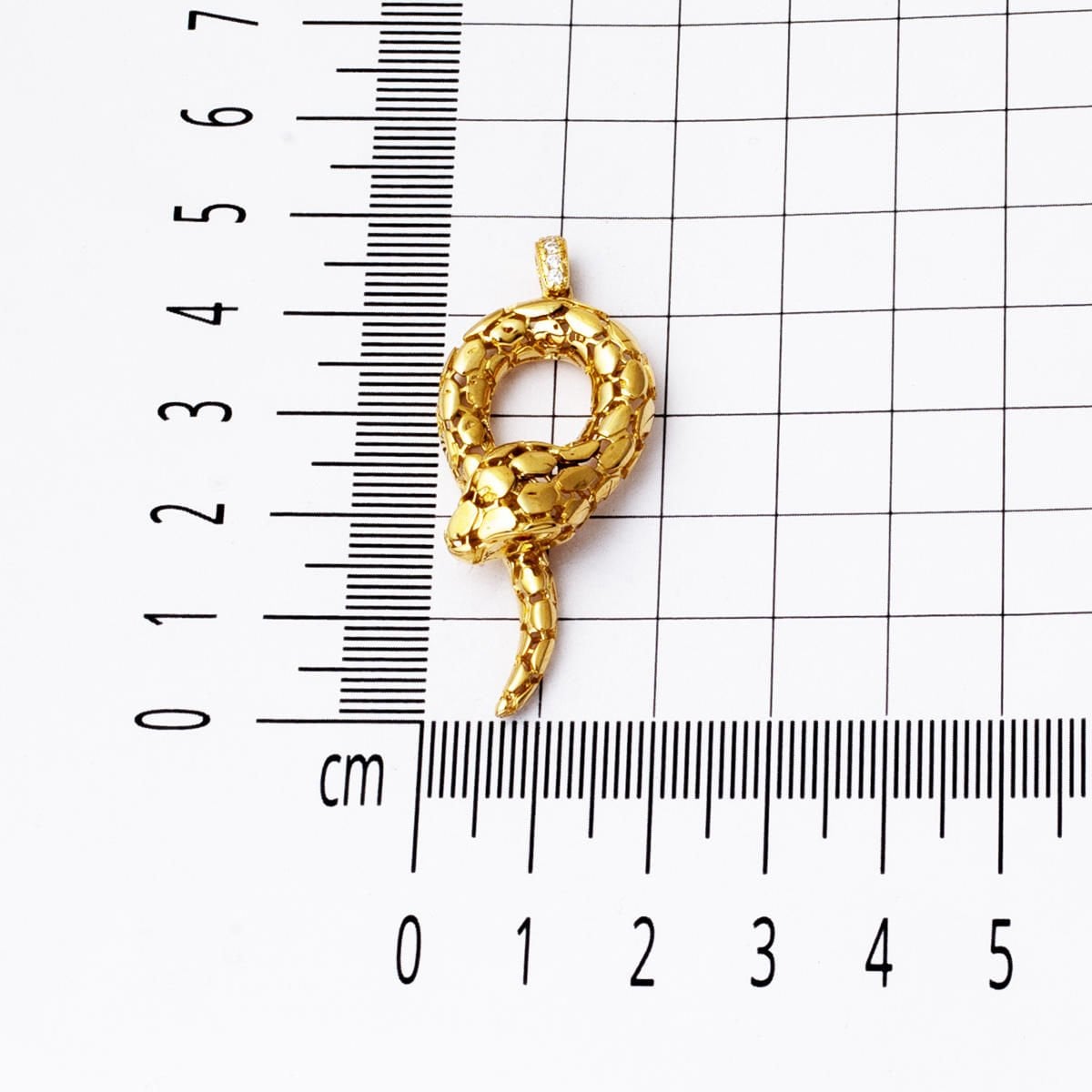 14K Yellow Gold Snake Design Cubic Zirconia Necklace Pendant