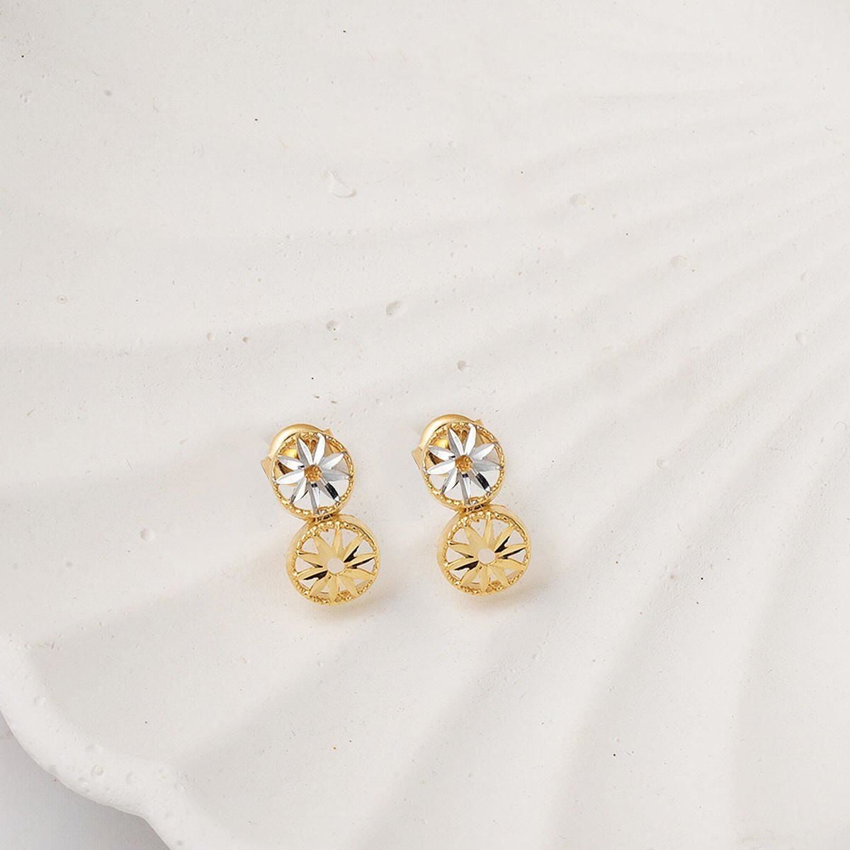 14K Yellow Gold Star 2 Colored Clip-On Earrings