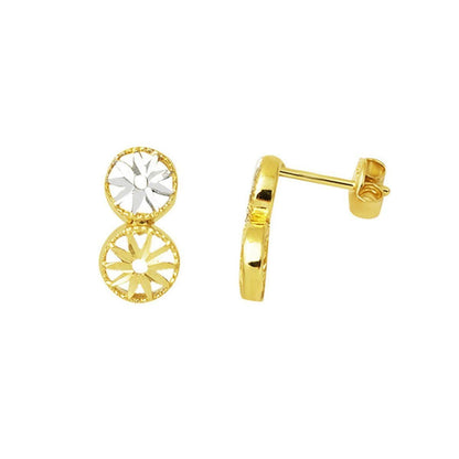 14K Yellow Gold Star 2 Colored Clip-On Earrings