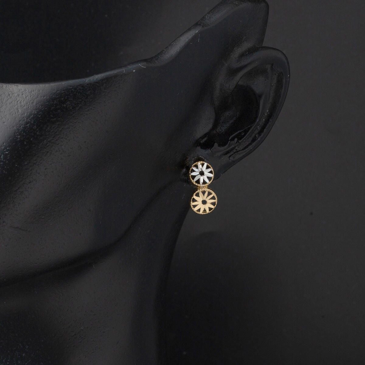 14K Yellow Gold Star 2 Colored Clip-On Earrings