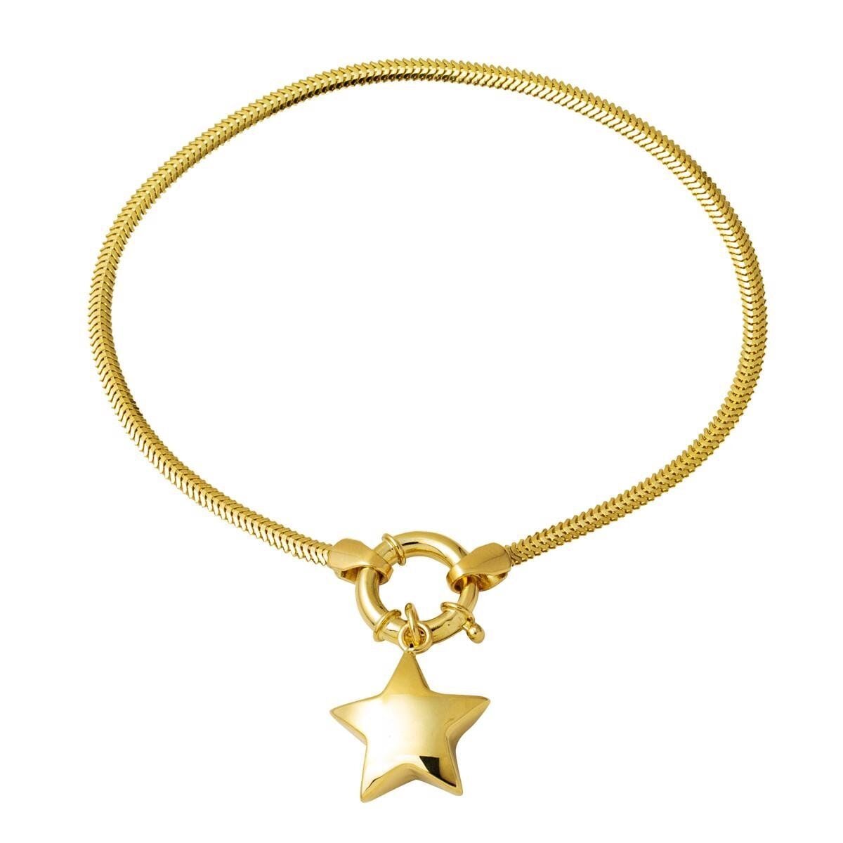 14K Yellow Gold Star Chain Bracelet