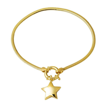 14K Yellow Gold Star Chain Bracelet