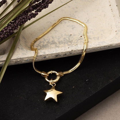 14K Yellow Gold Star Chain Bracelet