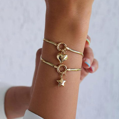 14K Yellow Gold Star Chain Bracelet