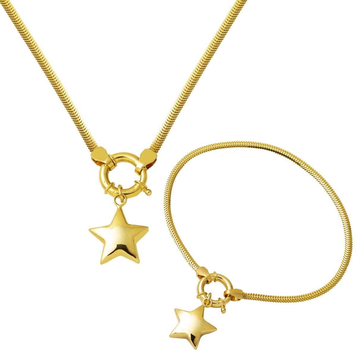 14K Yellow Gold Star Chain Jewelry Set