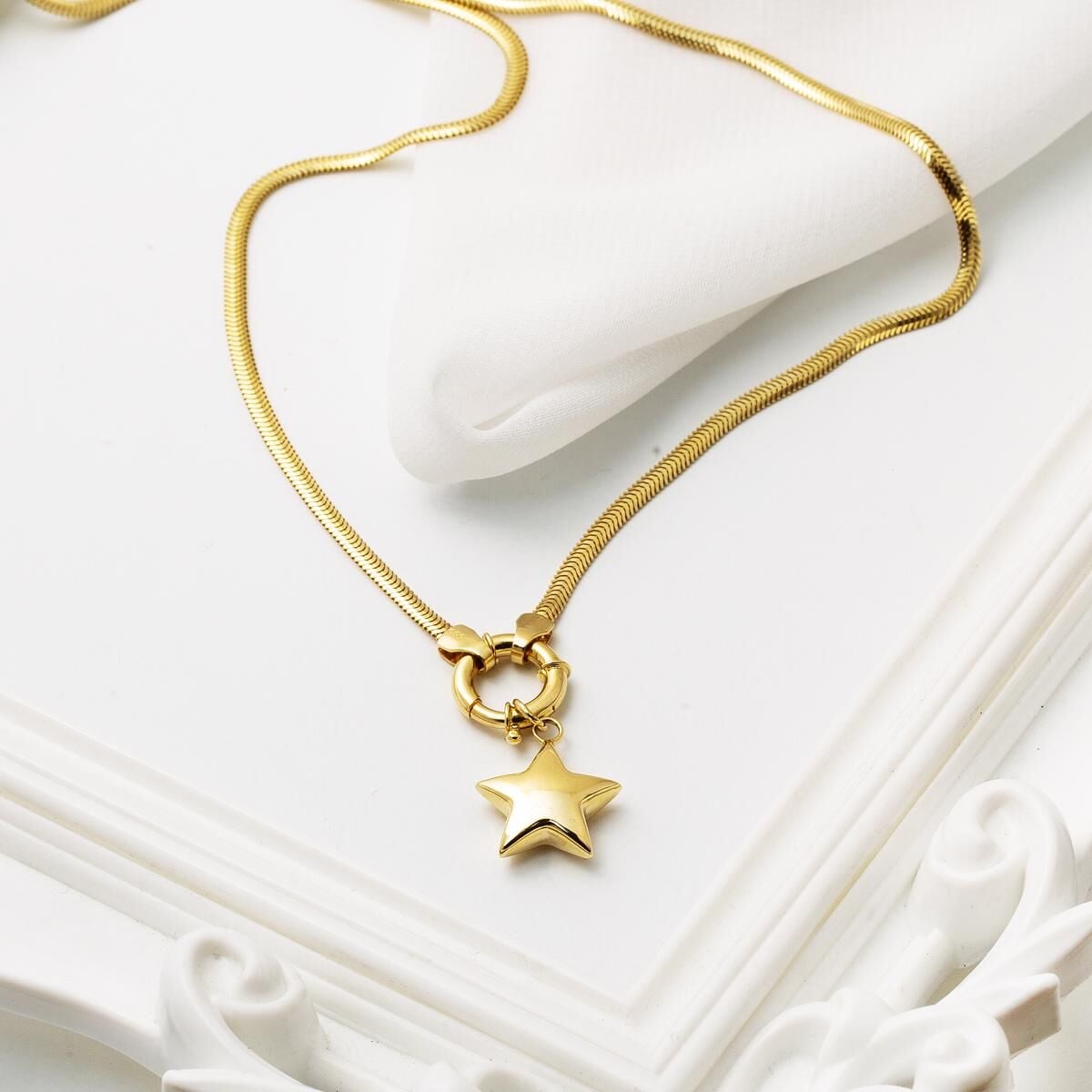 14K Yellow Gold Star Chain Jewelry Set