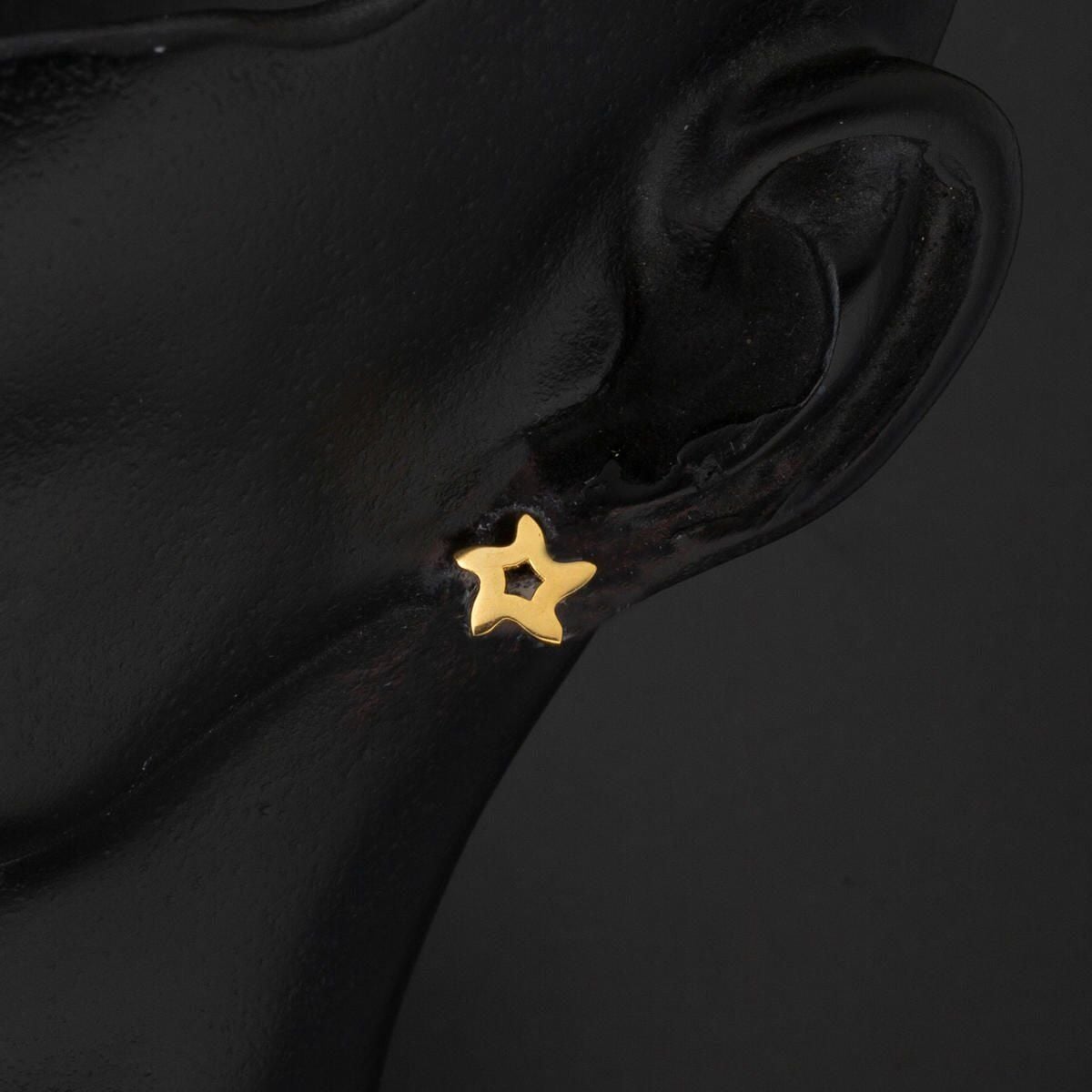22K Yellow Gold Star Clip-On Earrings