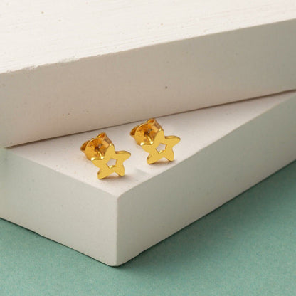 22K Yellow Gold Star Clip-On Earrings