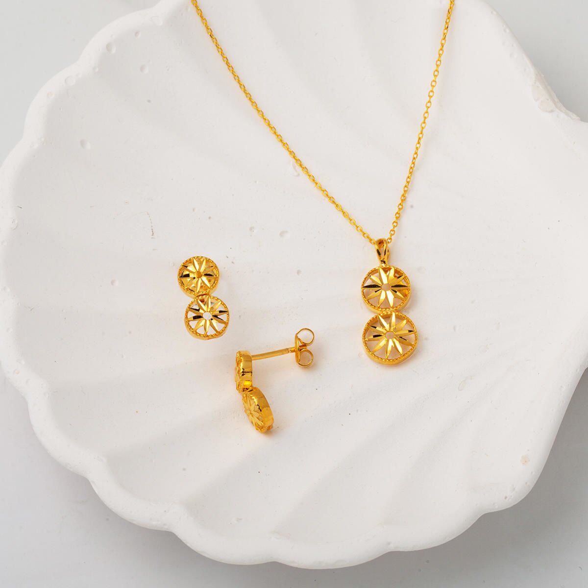 22K Yellow Gold Star 2-Piece Set