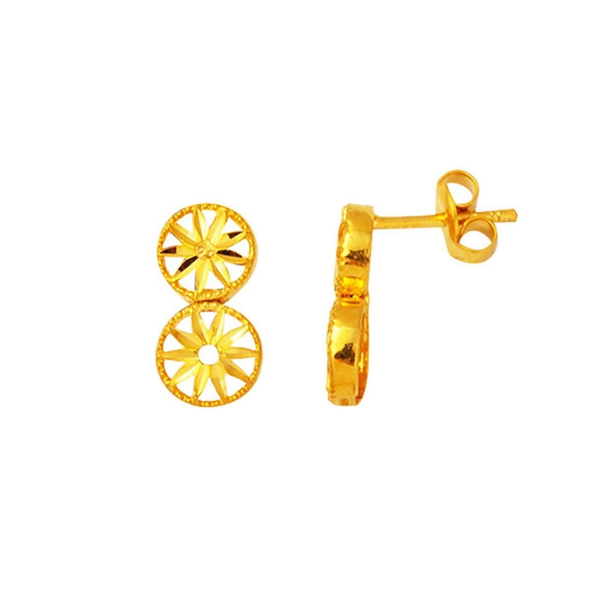 22K Yellow Gold Star Earrings