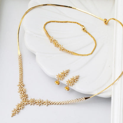 14K Yellow Gold Star Light Cubic Zirconia Jewelry Set