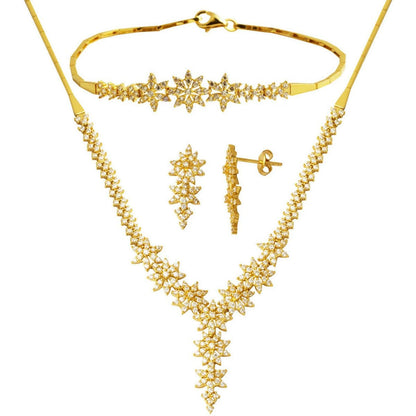 14K Yellow Gold Star Light Cubic Zirconia Jewelry Set
