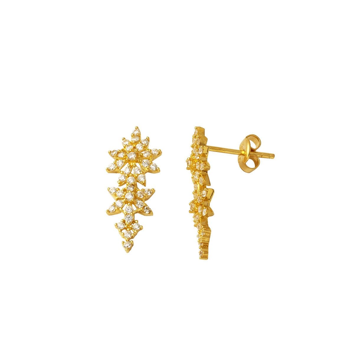 14K Yellow Gold Star Light Cubic Zirconia Jewelry Set
