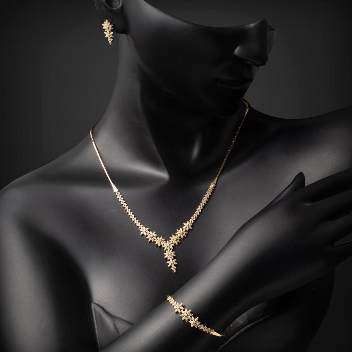 14K Yellow Gold Star Light Cubic Zirconia Jewelry Set