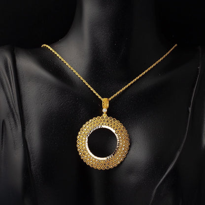 14K Yellow Gold Star Filigree Full Gold Cubic Zirconia Necklace