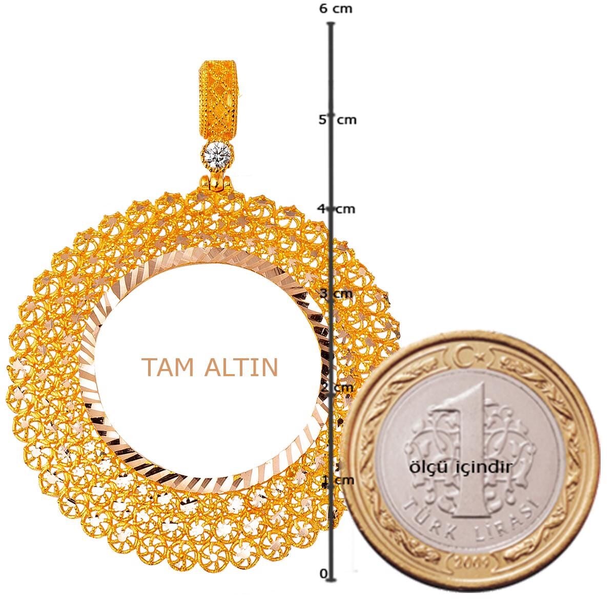 14K Yellow Gold Star Filigree Full Gold Cubic Zirconia Pendant