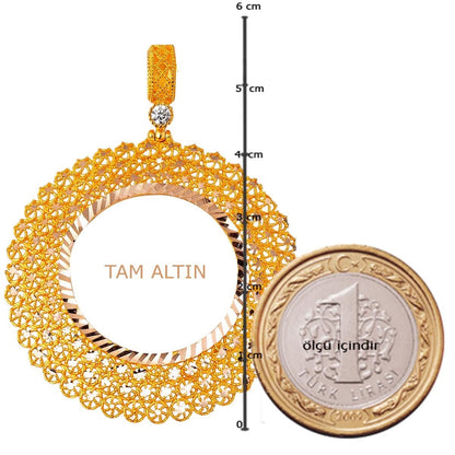 14K Yellow Gold Star Filigree Full Gold Cubic Zirconia Pendant