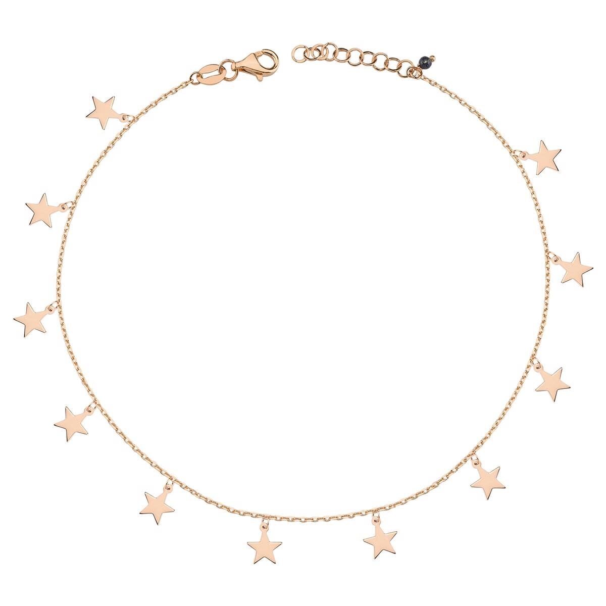14K Rose Gold Star Cubic Zirconia Anklet