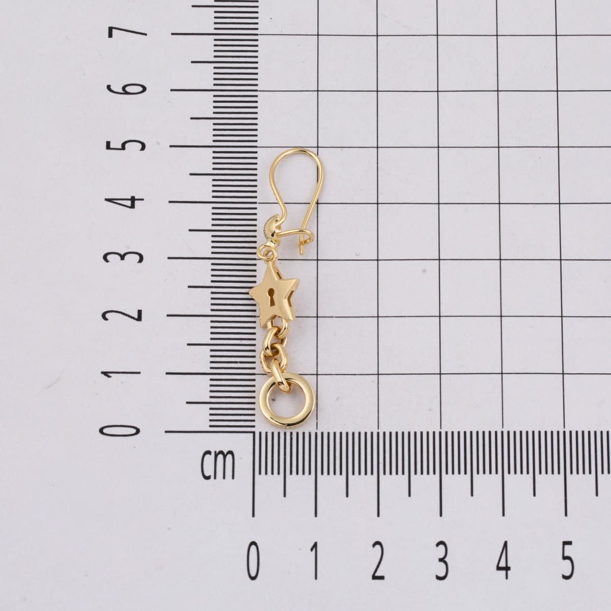 14K Yellow Gold Star Hoop Dangle Earrings