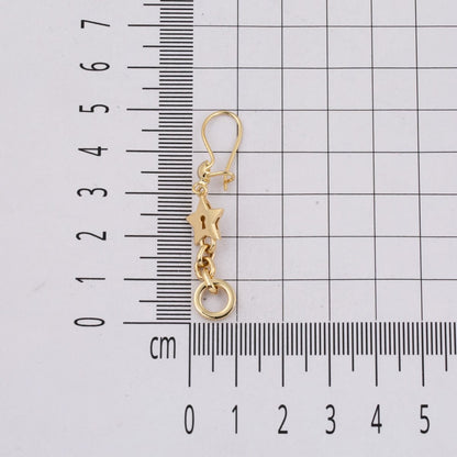 14K Yellow Gold Star Hoop Dangle Earrings