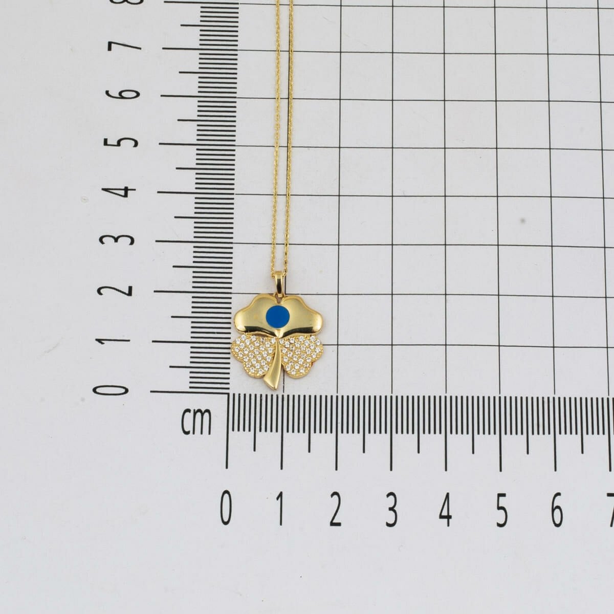 14K Yellow Gold Clover Cubic Zirconia Necklace (2.82 g)