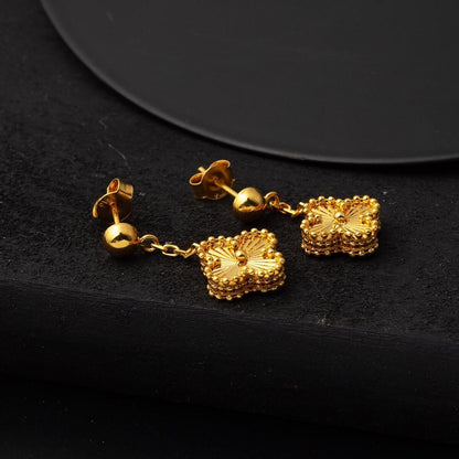 22K Yellow Gold Clover Jewelry Set