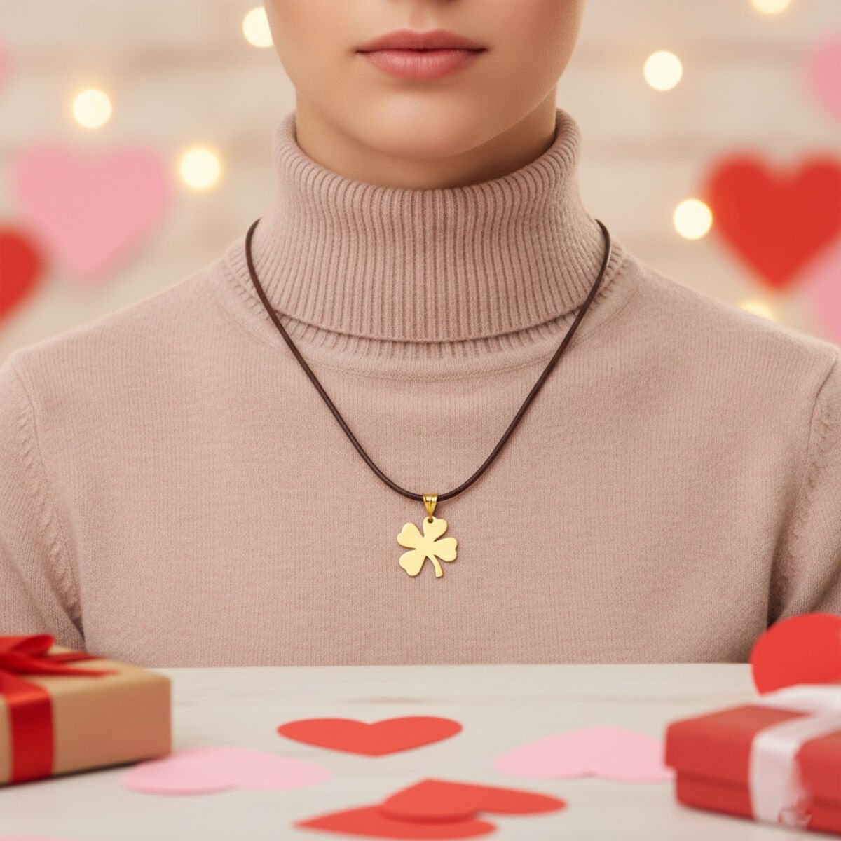 14K Yellow Gold Clover Plate Pendant