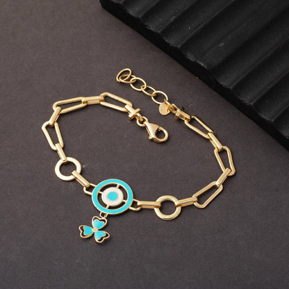 14K Yellow Gold Italian Clover Charm Turquoise Bracelet