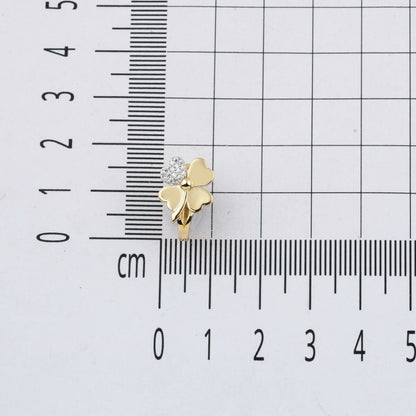 14K Yellow Gold Clover Cubic Zirconia Earrings