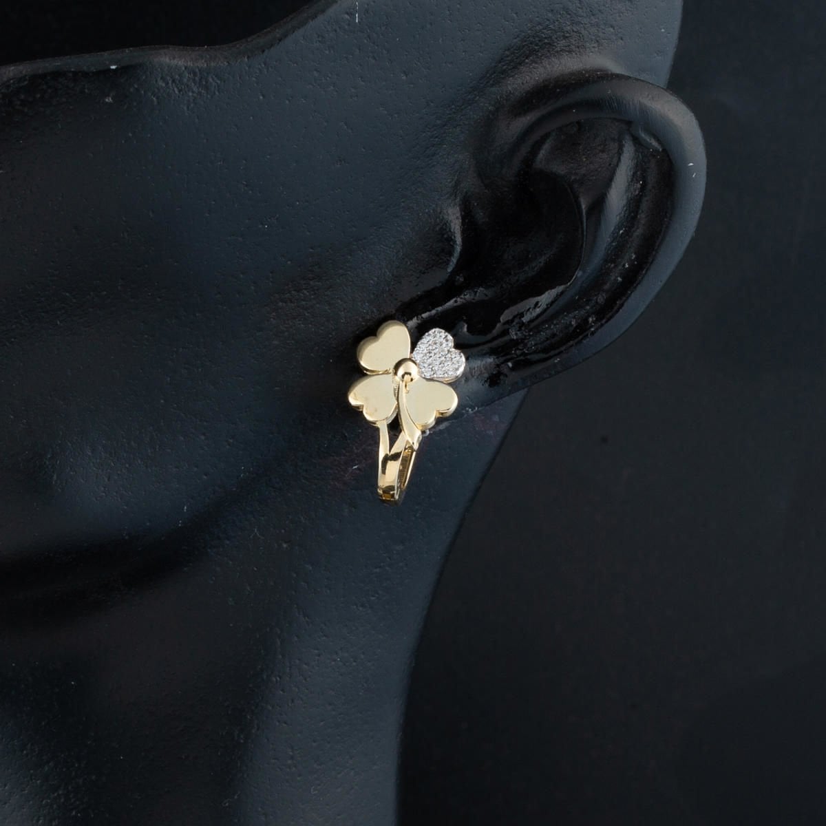 14K Yellow Gold Clover Cubic Zirconia Earrings