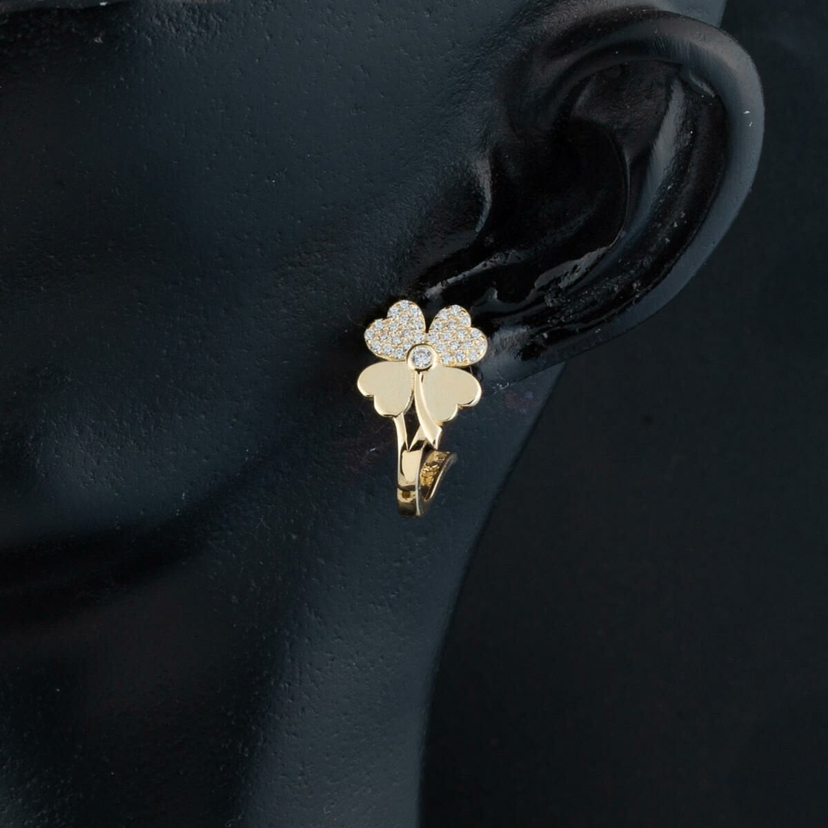 14K Yellow Gold Clover Cubic Zirconia Earrings (2.85 g)
