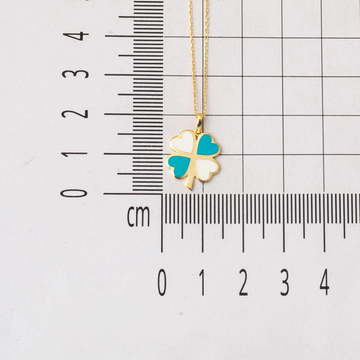 14K Yellow Gold Minimalist Clover Turquoise Necklace