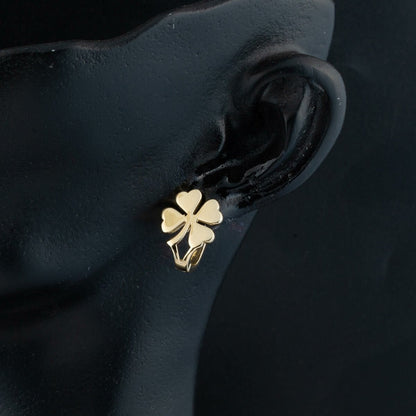14K Yellow Gold Clover Earrings