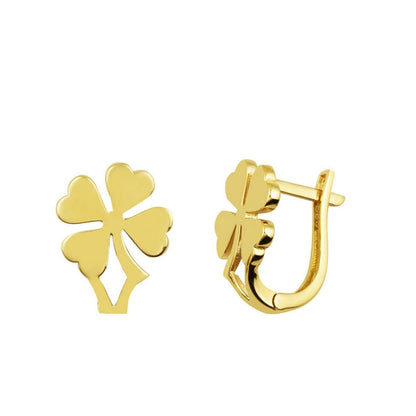 14K Yellow Gold Clover Earrings