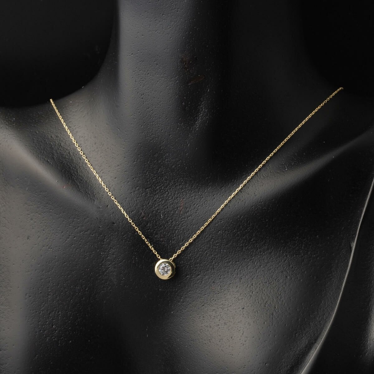 14K Yellow Gold Round Single Cubic Zirconia Jewelry Set