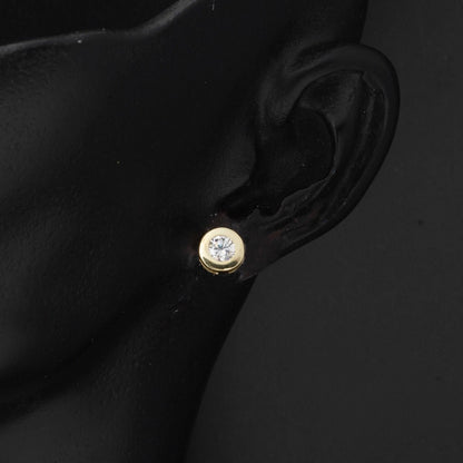 14K Yellow Gold Round Single Cubic Zirconia Jewelry Set