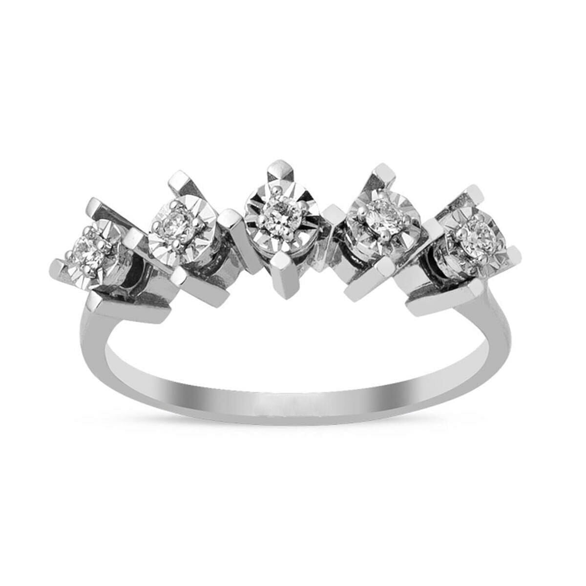 14K White Gold Five Stone Diamond Ring