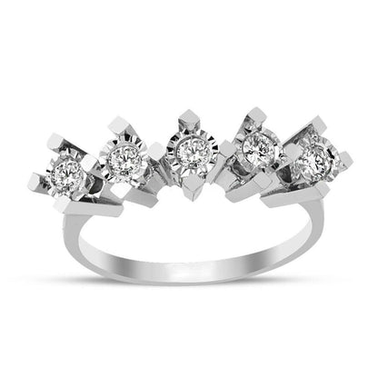 14K White Gold 0.30 Ct Five Stone Diamond Ring