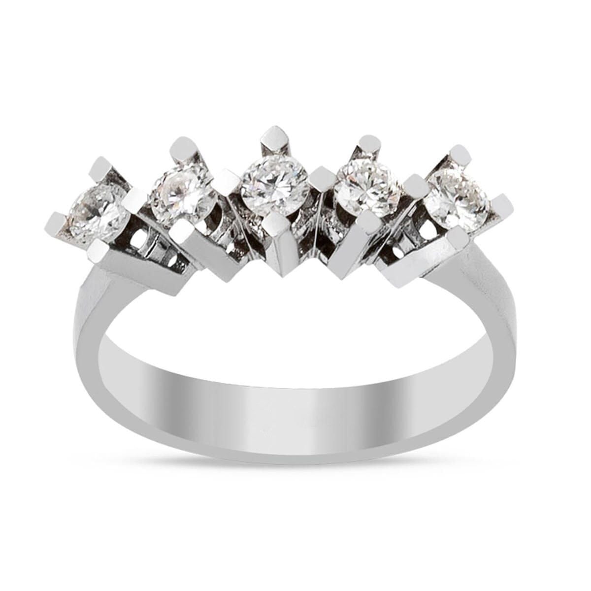 14K White Gold 0.50 Ct Five Stone Diamond Ring (3.2 g)