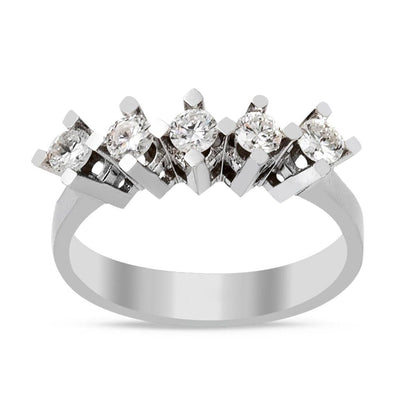 14K White Gold 0.50 Ct Five Stone Diamond Ring (3.2 g)